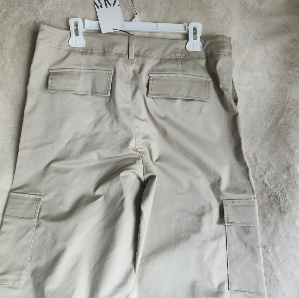 Zara cargo pants Straight Leg  Cargo Camel Sz L. M BNWT - Picture 9 of 12